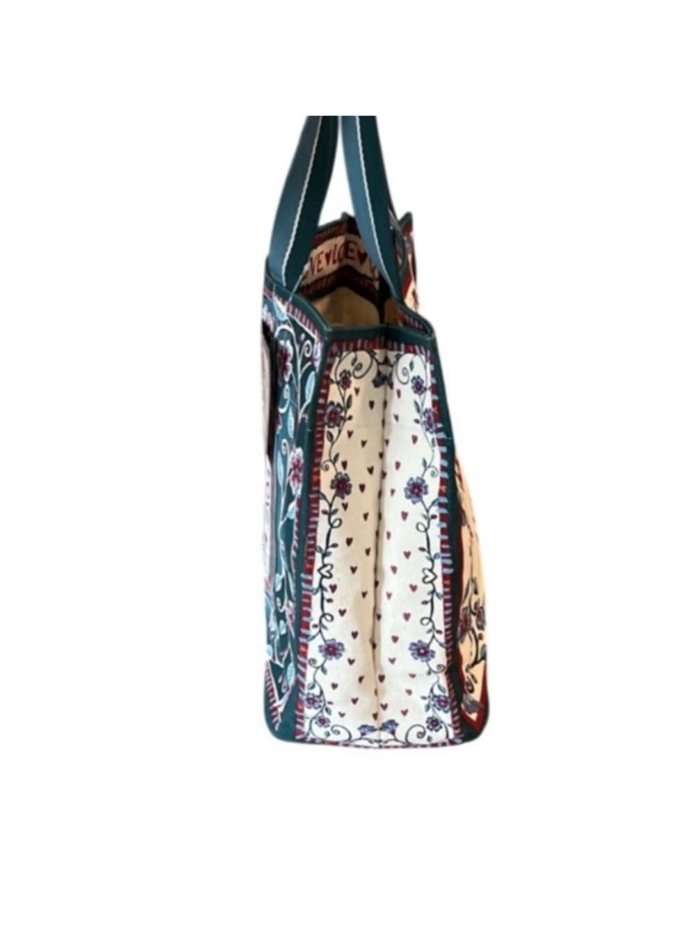 BRIGHTON Love Is All You Need Floral Tote Bag - Cream & Teal - Picture 6 of 9